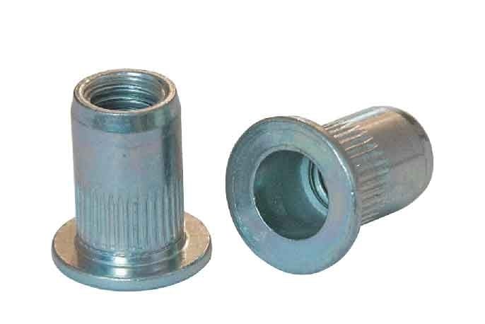 Клепальна гайка M5x11.5 кругла, відкрита, рифлена, буртик плоский, нержавіюча сталь А2